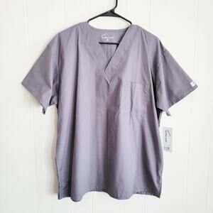 Butter Soft Grey Short Sleeve Scrub Top